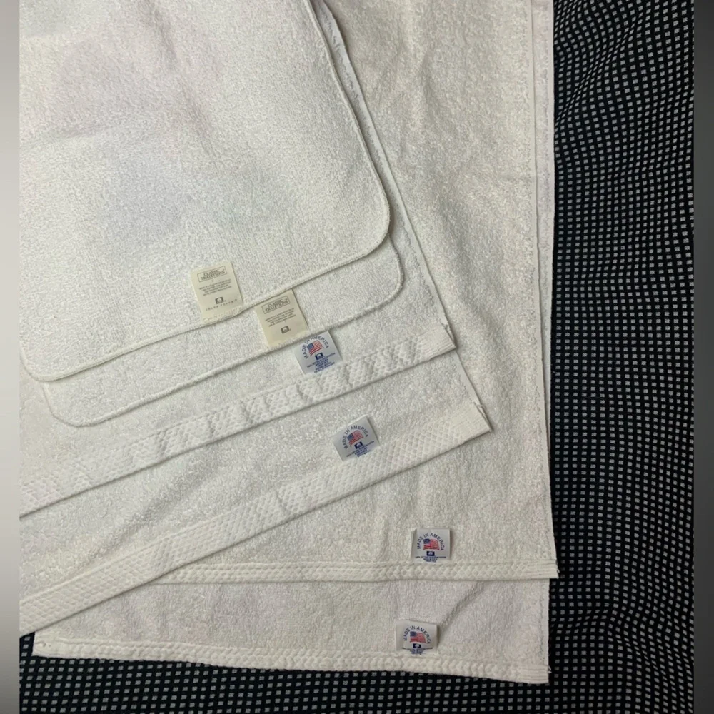 Vintage 1980s Sea Shells Art Deco Pastel Towel Set of 6 RARE HTF USA Cotton